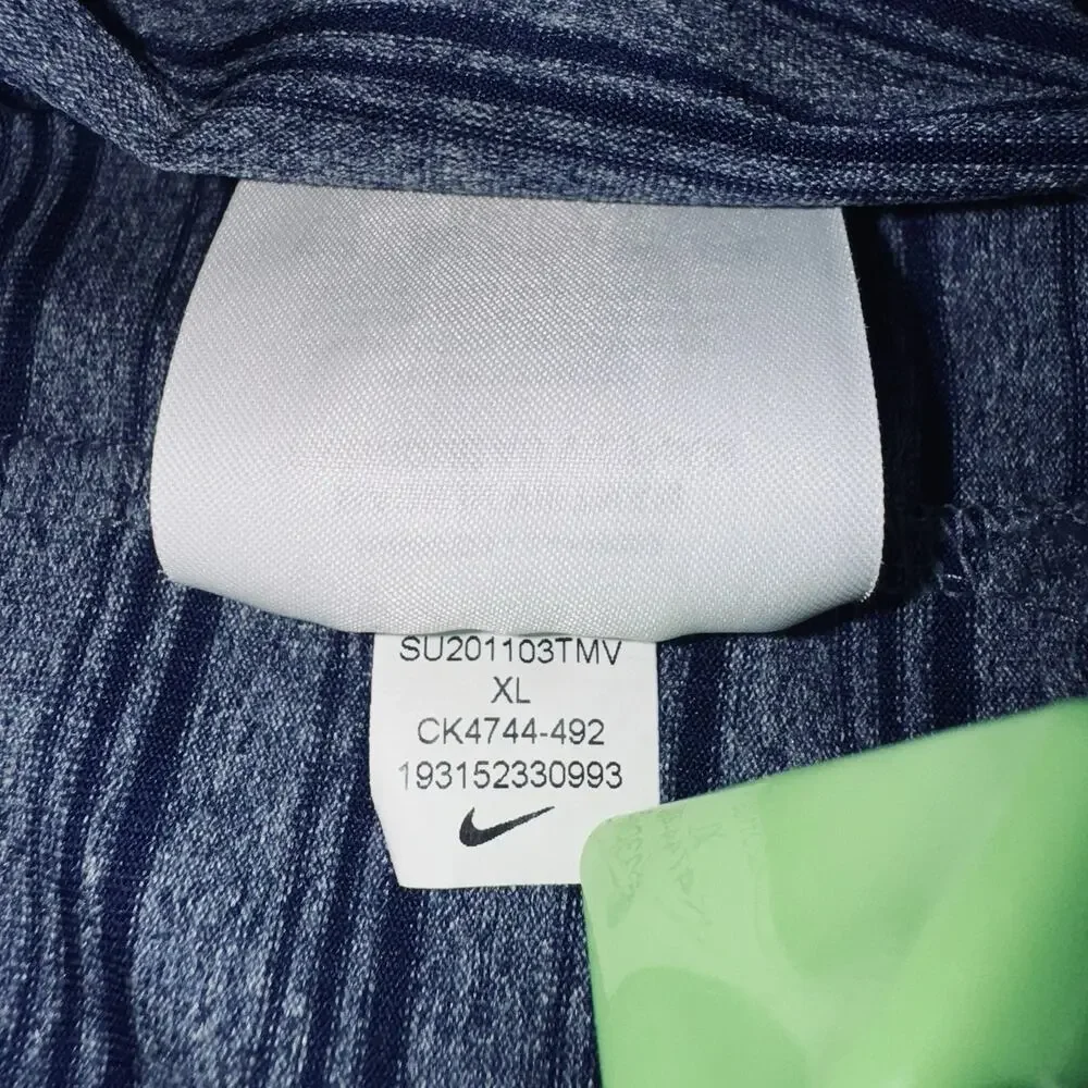 Nike Golf Polo Shirt Adult XL Dri-Fit Blue Stripe Standard Rugby Activewear Mens